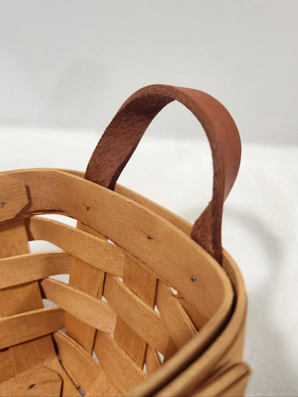 Longaberger Vintage VTG Knick Knack Handwoven Maple Rectangular Basket